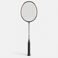 Badminton Control Racket in black with orange accents, full view