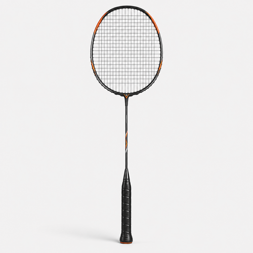 Badminton Control Racket in black with orange accents, full view