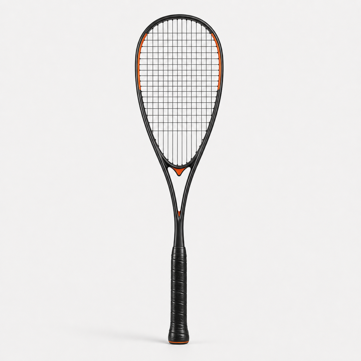 Pro Squash Racket in black with orange accents at the head
