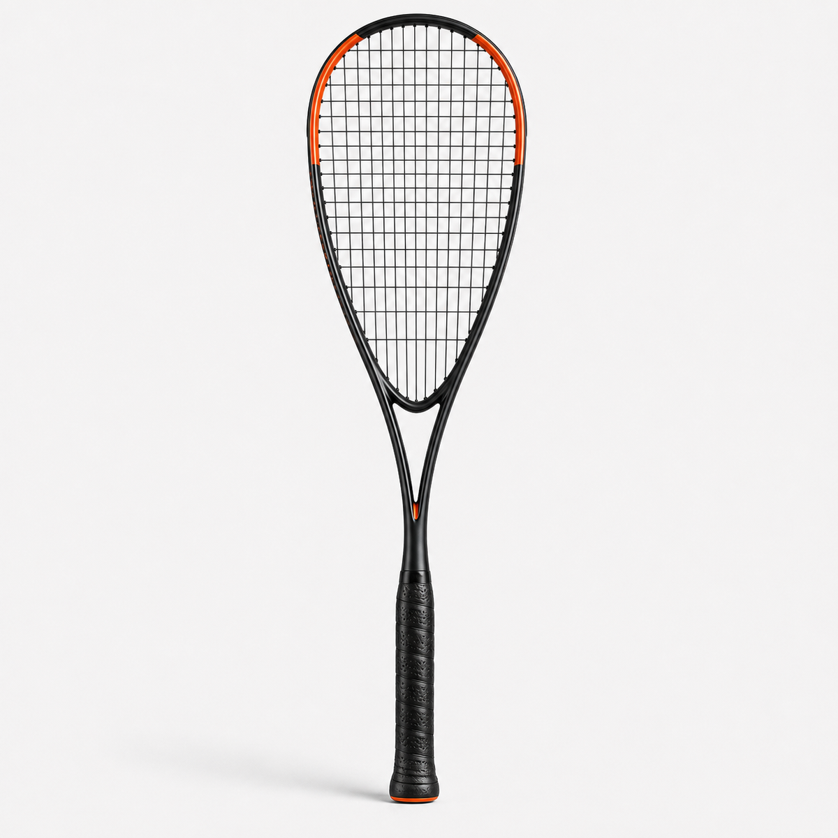 Lightweight Squash Racket in black with orange accents, full view