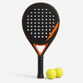 Padel Starter Bundle with black and orange paddle and padel balls