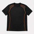 Black performance t-shirt with orange piping details
